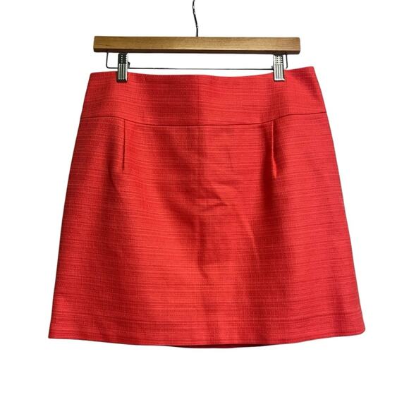 J Crew Mini Skirt Coral Cotton Womens Size 8 Career Tropical Island Coastal Work - Picture 1 of 8